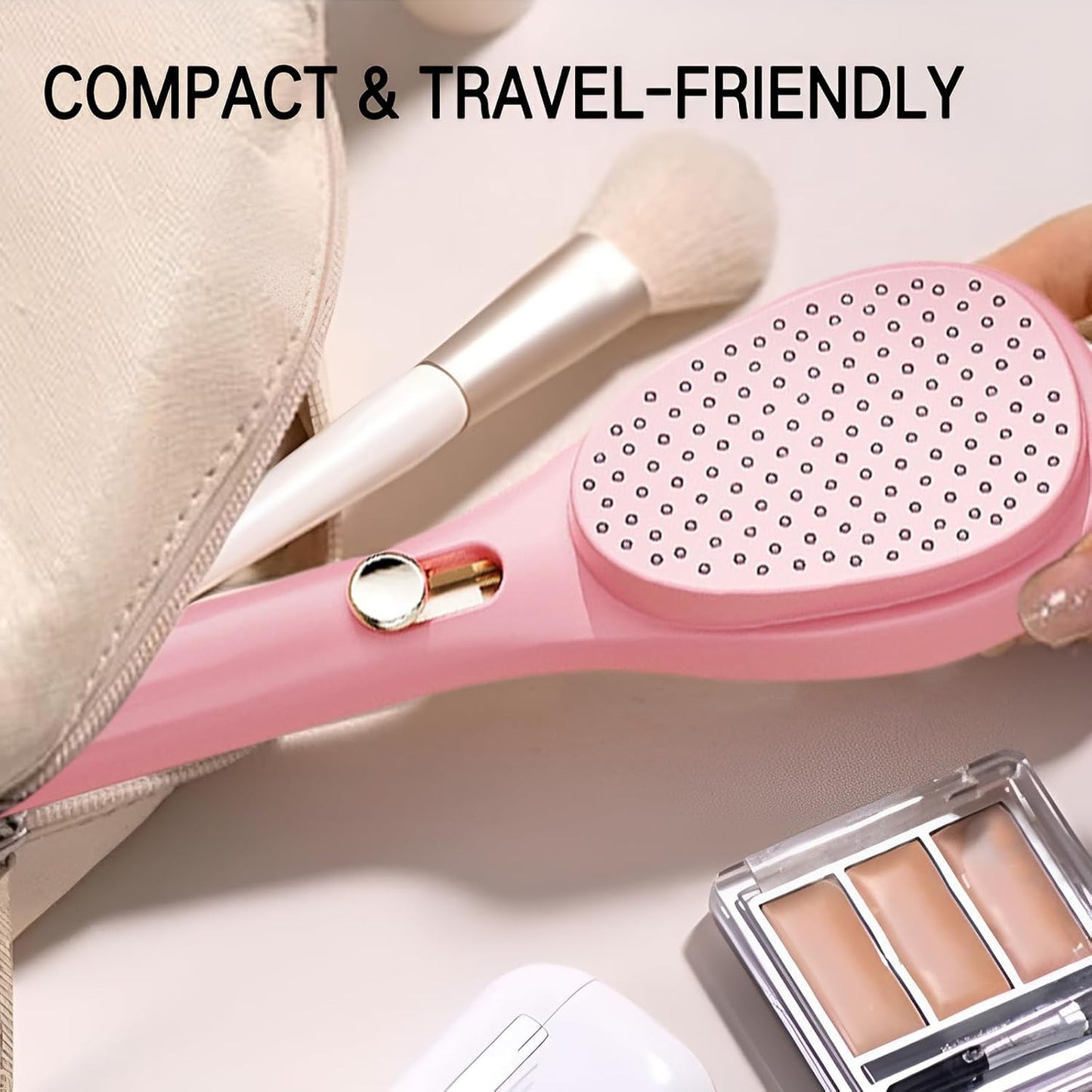 SOVELY Big Size Self Cleaning Hairbrush, One-Click Cleaning Comb, Anti-Static Massage Comb with Self-Cleaning 2 in 1