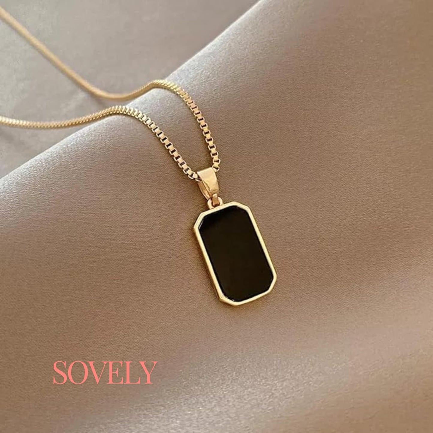 SOVELY Sparkly Black Resin Druzy Stone Tassel Earrings & Golden Black Anti-Tarnish Statement Neckpiece for Women Girls – Long Dangle Drop Earrings and Charm Jewelry Set