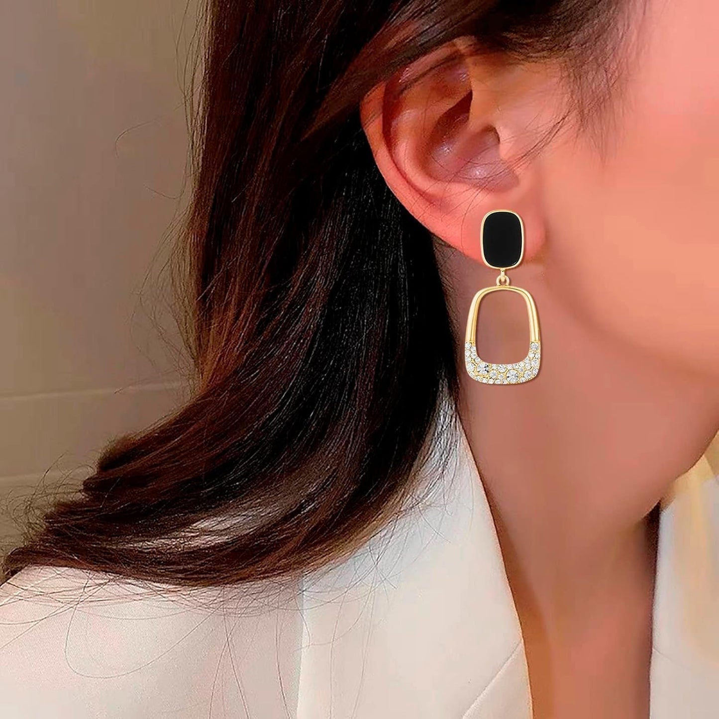 Combo Korean Triinkkets Geometric Pendant Earrings Korean Women's Zircon Opal Earring Pearly Tales Stud Earrings, Multi Design Earrings Combo Earrings for Women, 7 Pairs