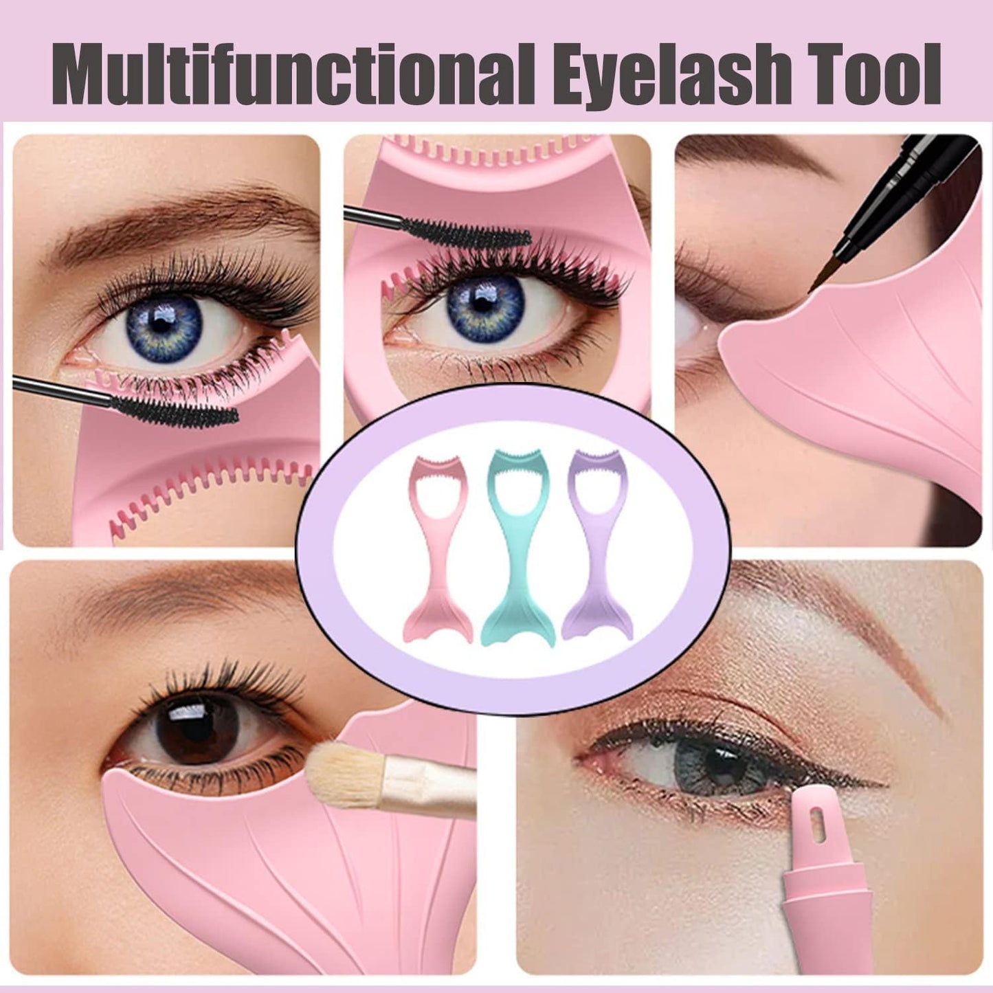 Mascara Guard, Silicone Mascara Shield Applicator, Eyelash Comb Cosmetic Tool, Reusable Makeup Eyelash Tool, Detachable Silicone Eyeliner Stencils Wing Eyelashes Brush Curler Comb Eye Makeup Tool, 1 Pcs