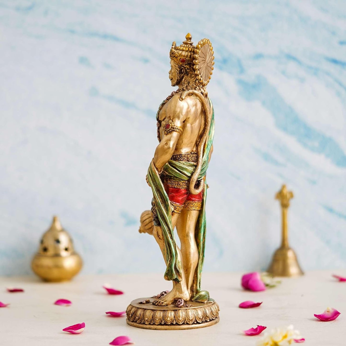 Gadadhari Hanuman Ji Murti For Pooja Room Hanuman Statue Decoration Items Mahabali Hanuman Murti For Office Temple Hotel Cold Cast Polyresin Fine Quality Hanuman Murti Size 15×10×20 cm