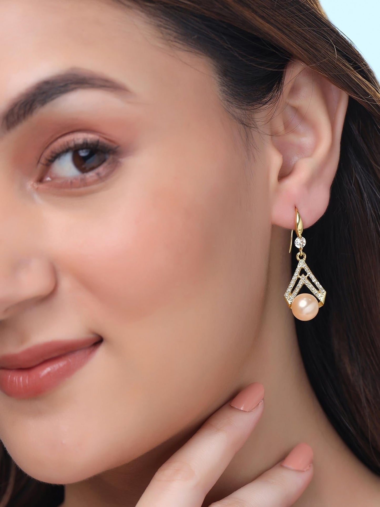 Combo Of Pearl Drop Earrings For Women Fashion Earrings Gold Toned Crystal Pearls Earrings Butterfly Earrings Purple Crystal Rhinestone Drop Butterfly Stud Earrings for Girls