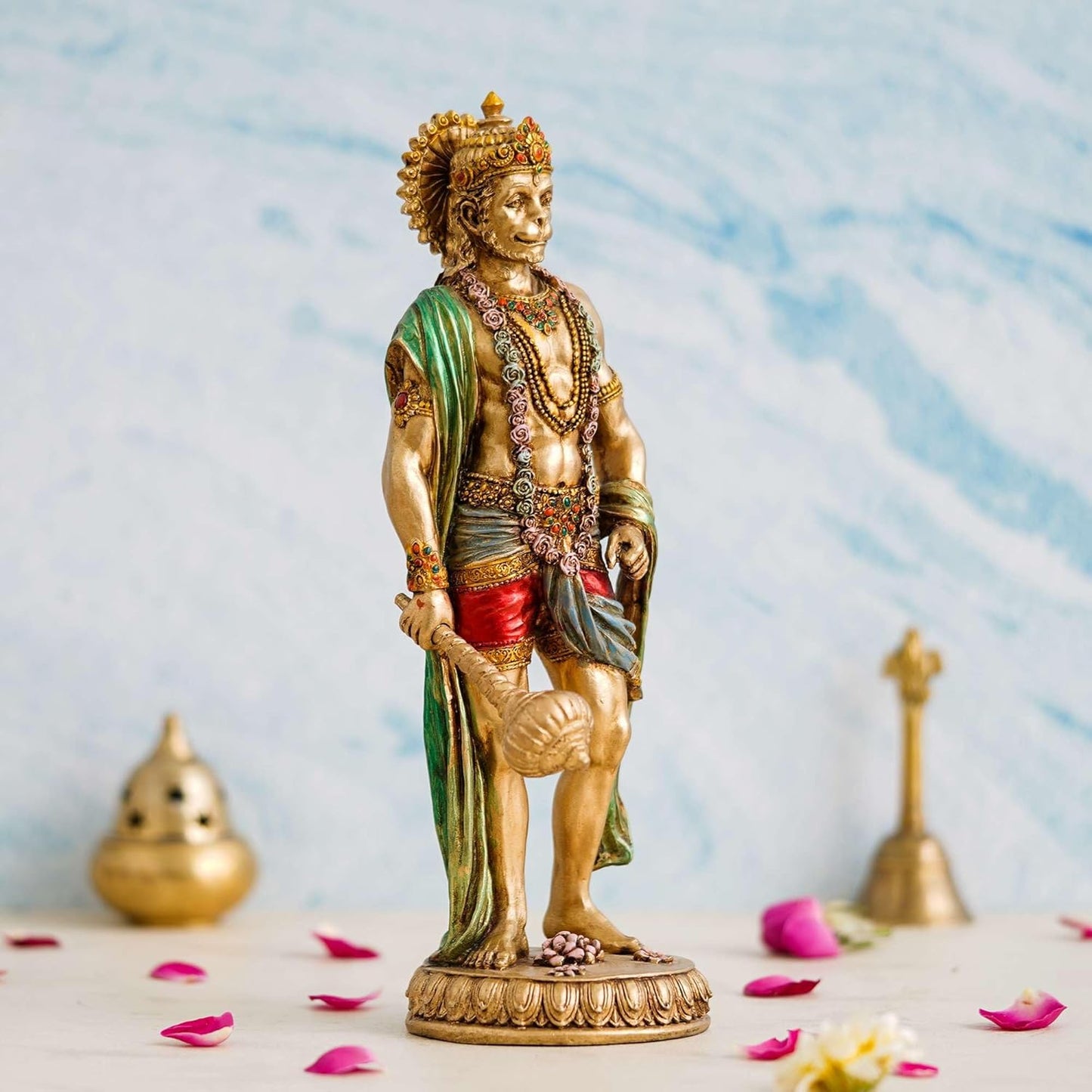 Gadadhari Hanuman Ji Murti For Pooja Room Hanuman Statue Decoration Items Mahabali Hanuman Murti For Office Temple Hotel Cold Cast Polyresin Fine Quality Hanuman Murti Size 15×10×20 cm