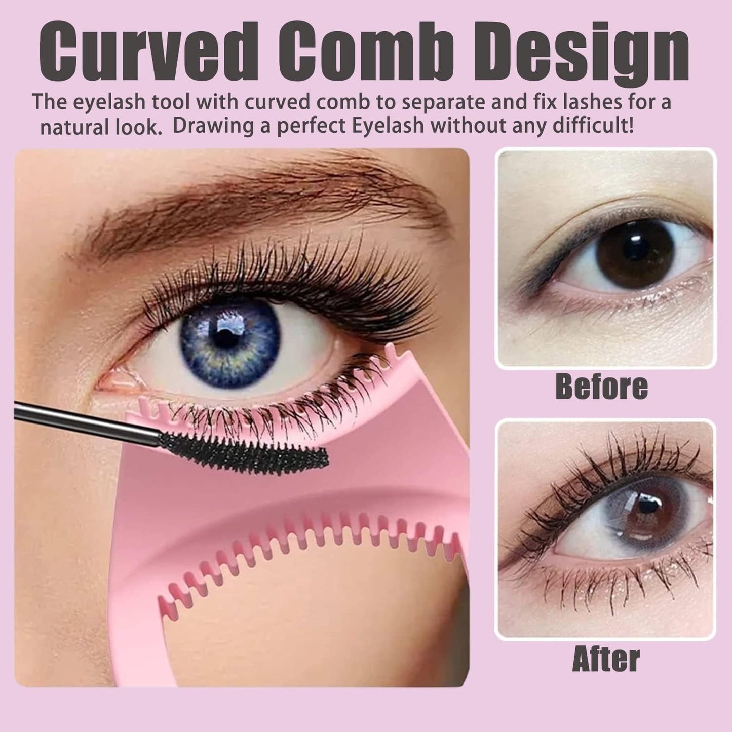 Mascara Guard, Silicone Mascara Shield Applicator, Eyelash Comb Cosmetic Tool, Reusable Makeup Eyelash Tool, Detachable Silicone Eyeliner Stencils Wing Eyelashes Brush Curler Comb Eye Makeup Tool, 1 Pcs