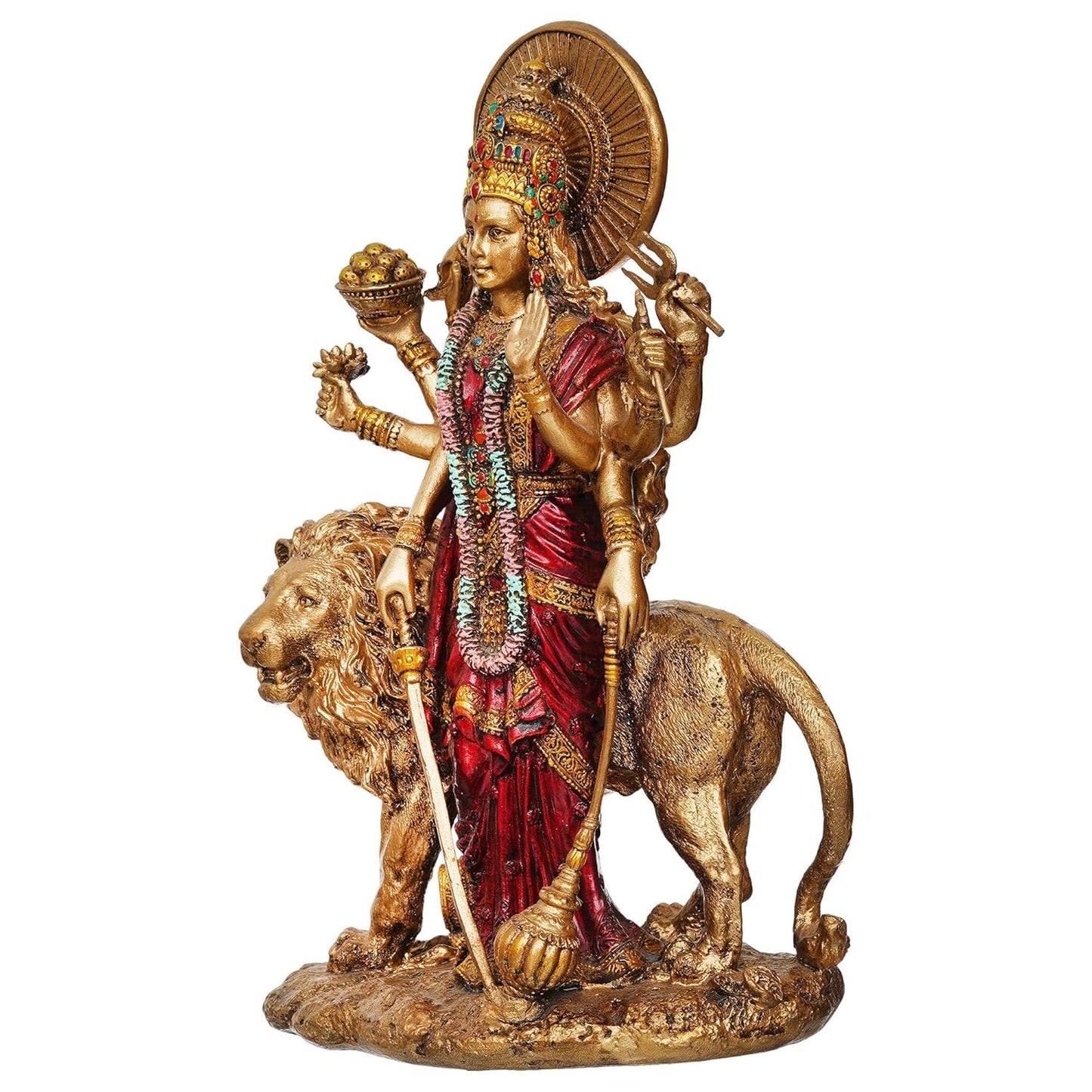 Sovely Beautiful Maa Durga Sherawali MATA Metal with Crystal Diamond Studded Durga MATA Goddess Amba Idol Showpiece for Navratri Pooja Murti, Gift