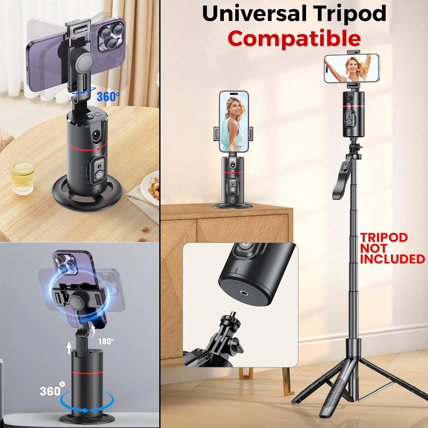 NEW P02 Auto Face Tracking Tripod – 360° Smart Phone Holder for Vlog, Live, Podcast