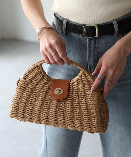 Women Straw Crossbody Bag Handwoven Rattan Tote Bags Straw Top Handle Shoulder Handbag Summer Beach Bag Clutch Purse