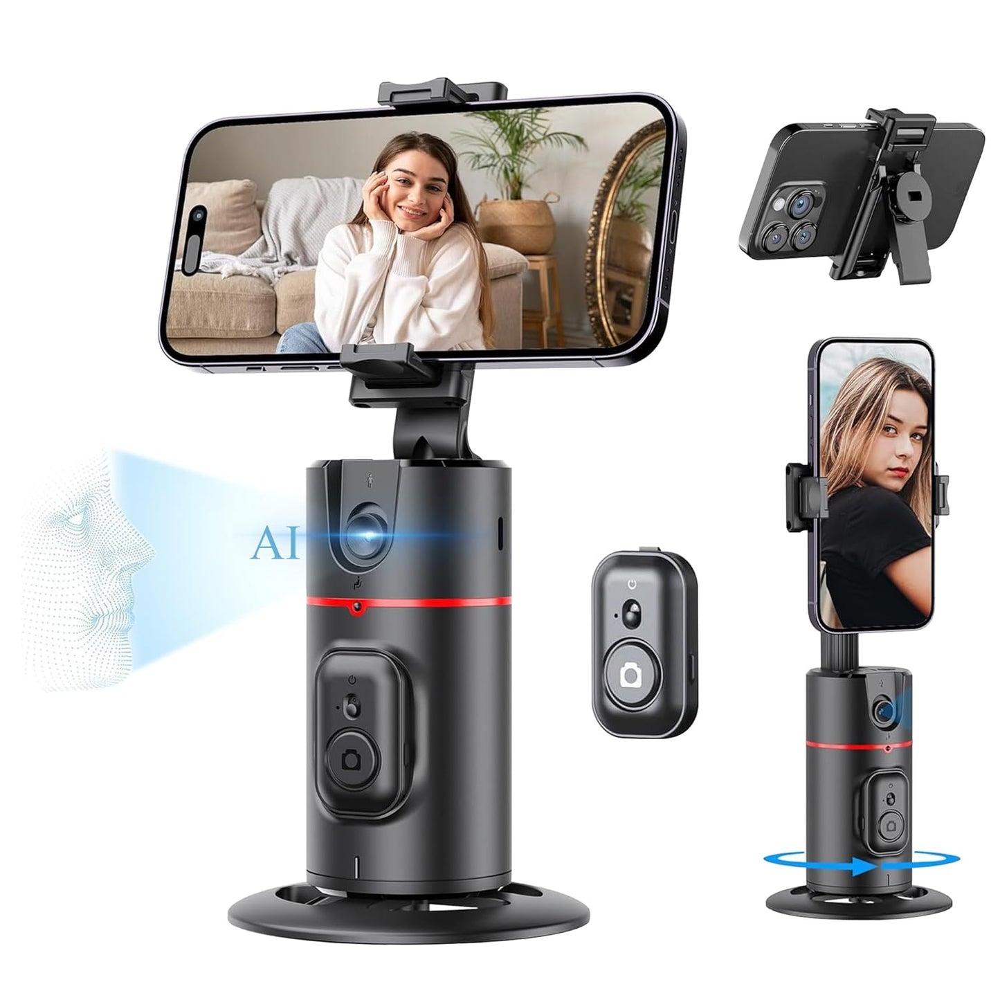 NEW P02 Auto Face Tracking Tripod – 360° Smart Phone Holder for Vlog, Live, Podcast