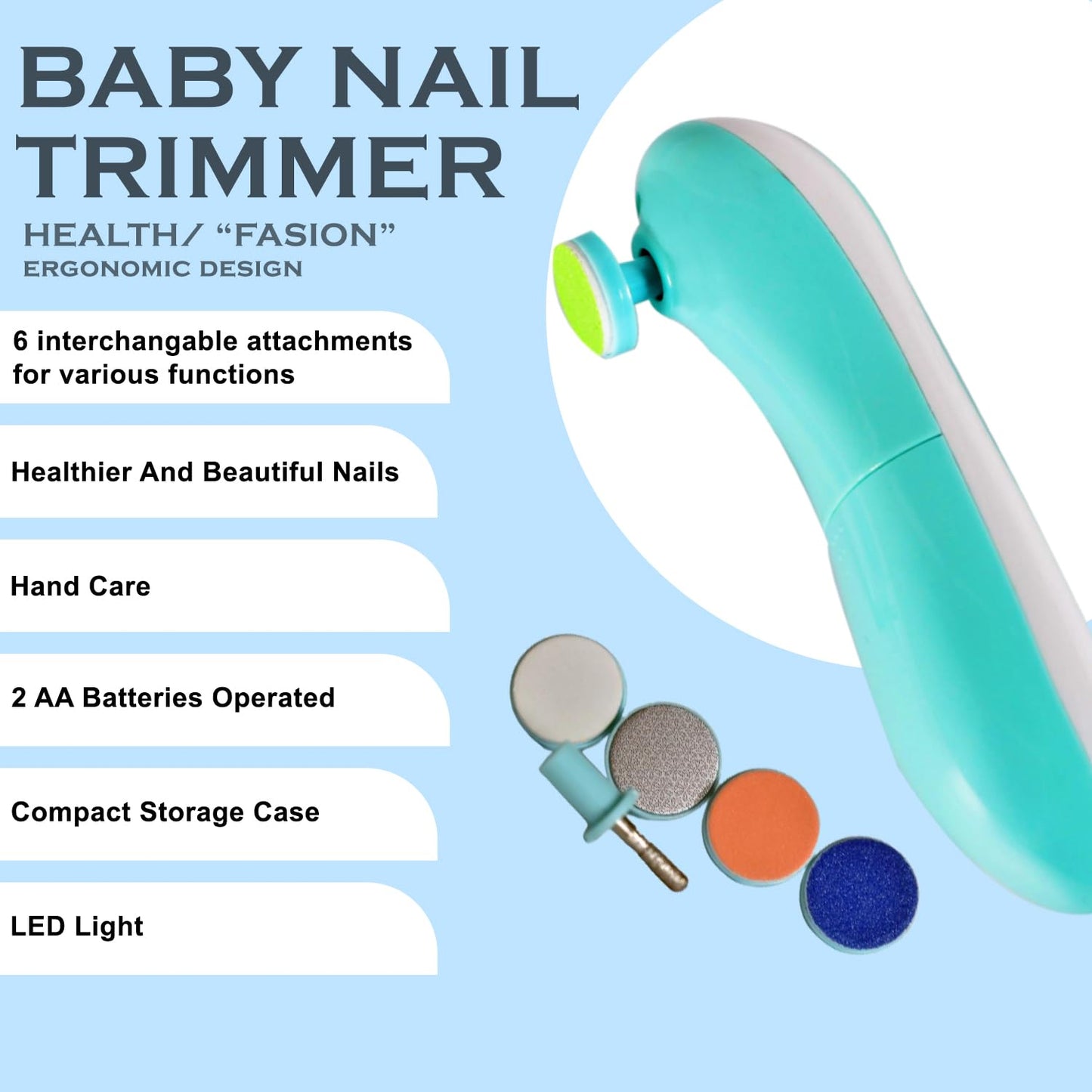 Baby Nail Trimmer Clippers 6 Grinding Head Multi Color 1 Pc Battery Operated
