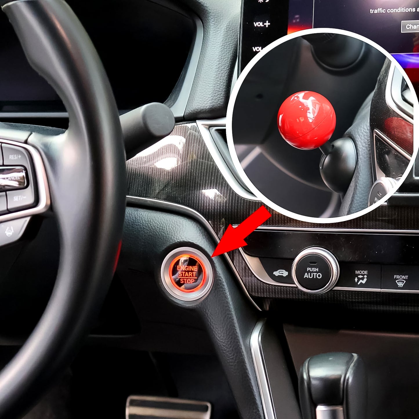 Car Push Start Button Rocker Cover Ball Design (1 Pc)