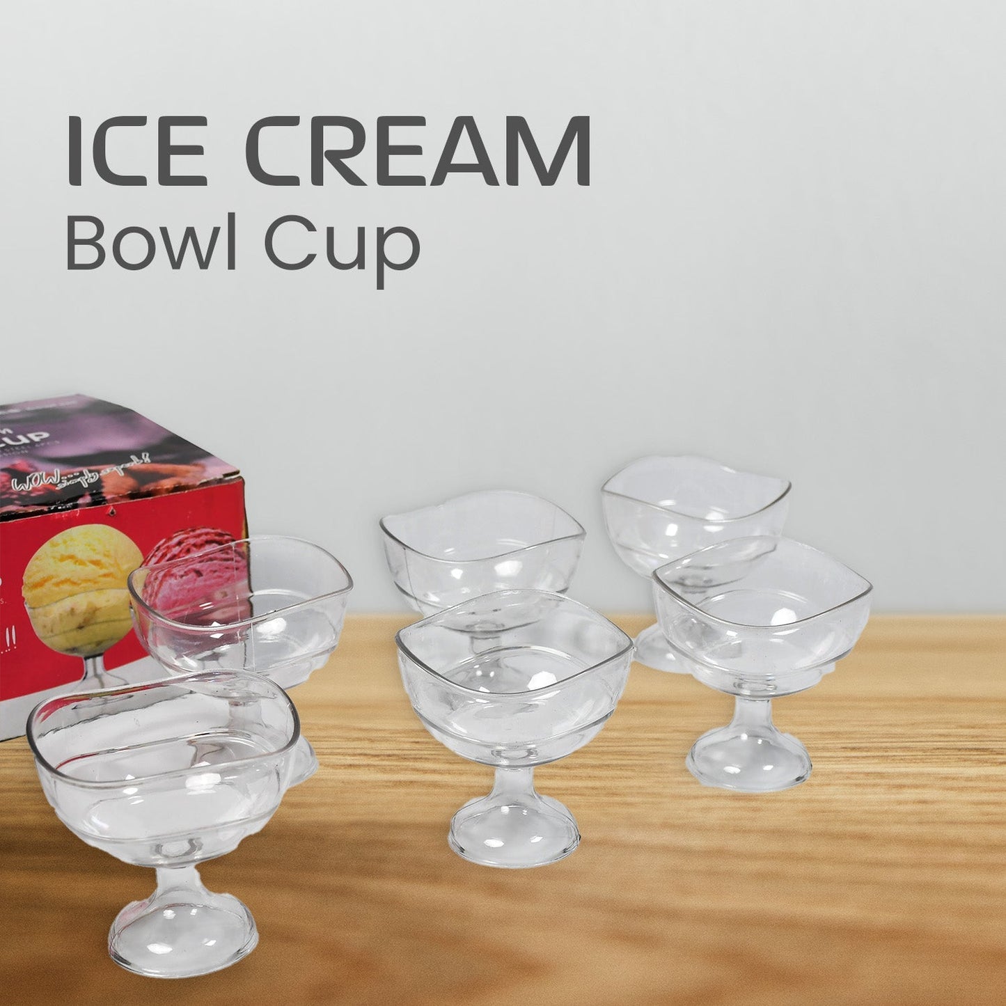5297 Royal Style Dessert & ICE Cream Cup Bowl Plastic 6pcs For Home , Office & Party Use