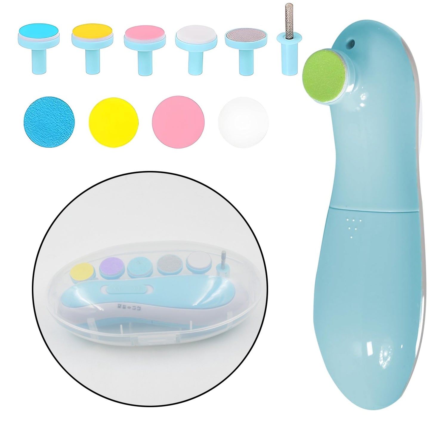 Baby Nail Trimmer Clippers 6 Grinding Head Multi Color 1 Pc Battery Operated