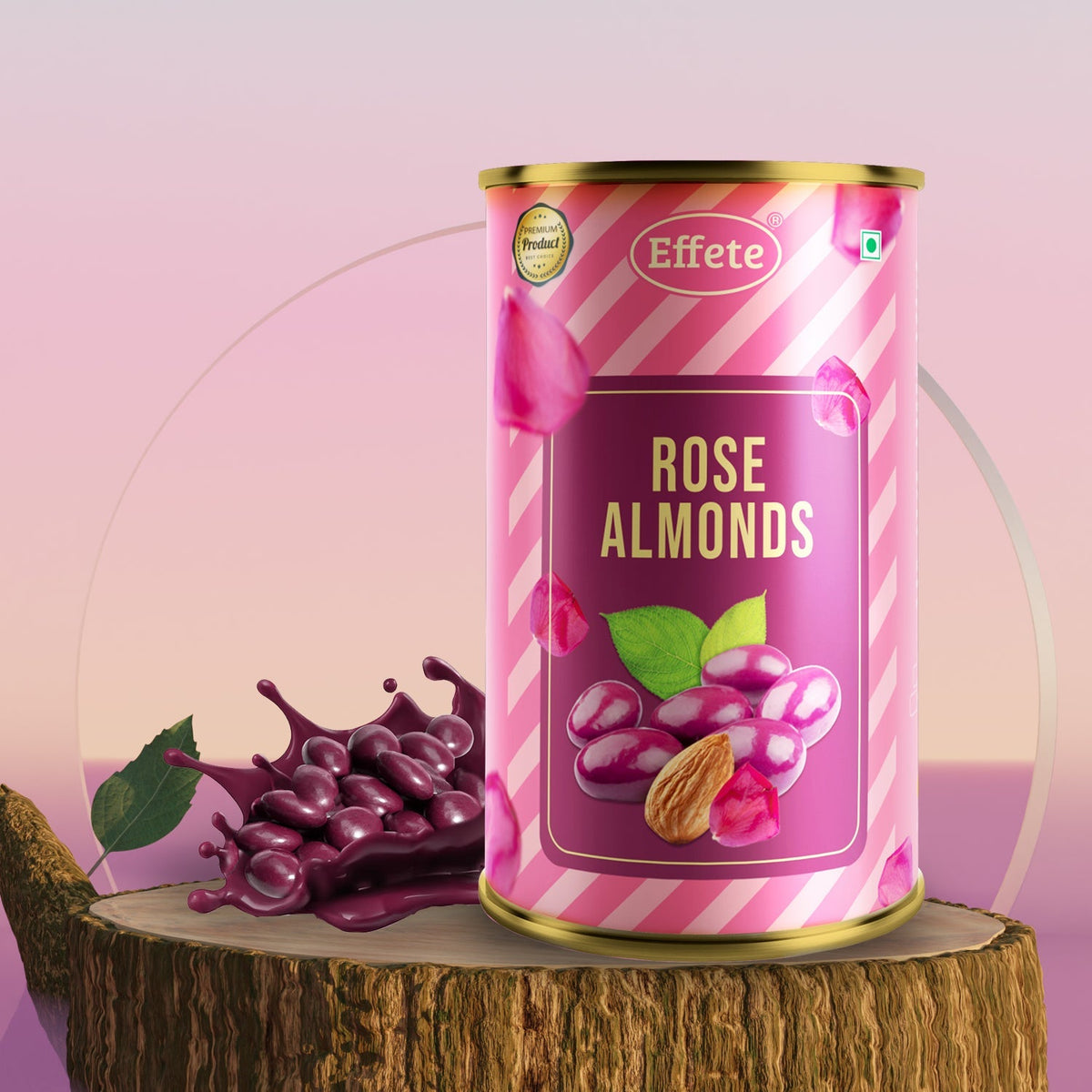 Close-up texture of fragrant rose almonds chocolate confection