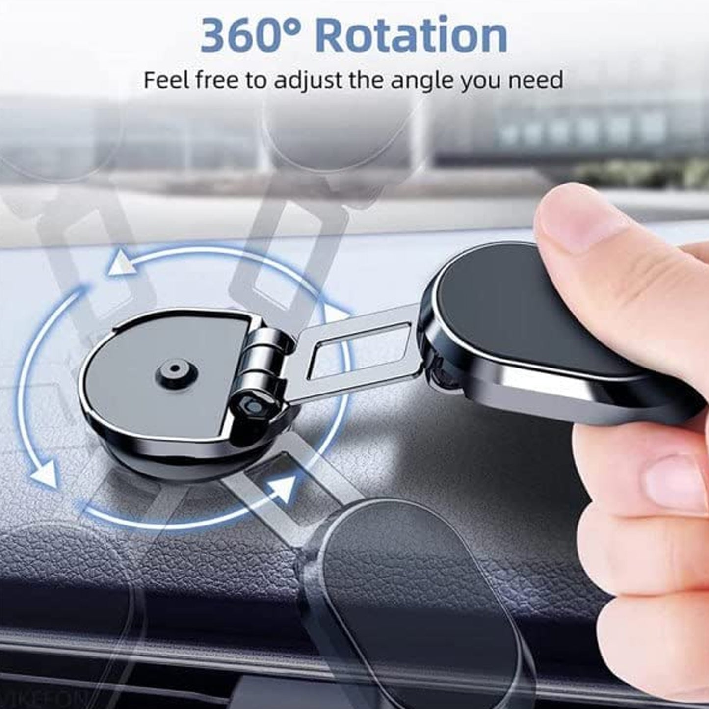 360 Degree Rotating Magnetic Car Phone Holder Metal Folding Car Phone Holder New Alloy Folding Magnetic Car Phone Holder (Pack Of 1)