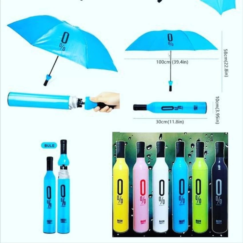 Folding Portable Umbrella with Bottle Cover for UV Protection & Rain Umbrella Mini Travel
