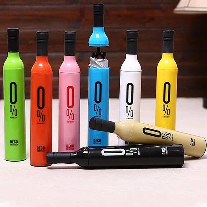 Folding Portable Umbrella with Bottle Cover for UV Protection & Rain Umbrella Mini Travel