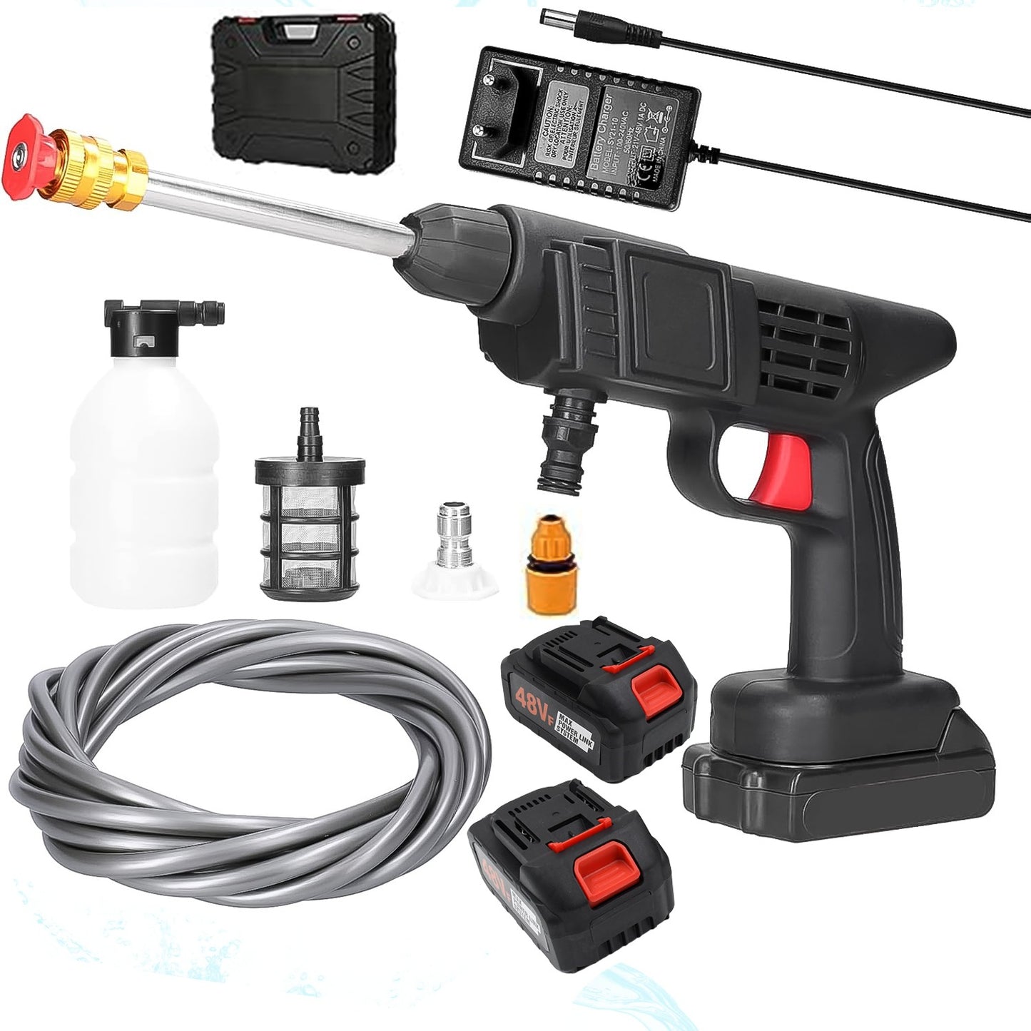 48v Double Battery Car Washer Gun With 21v Charger