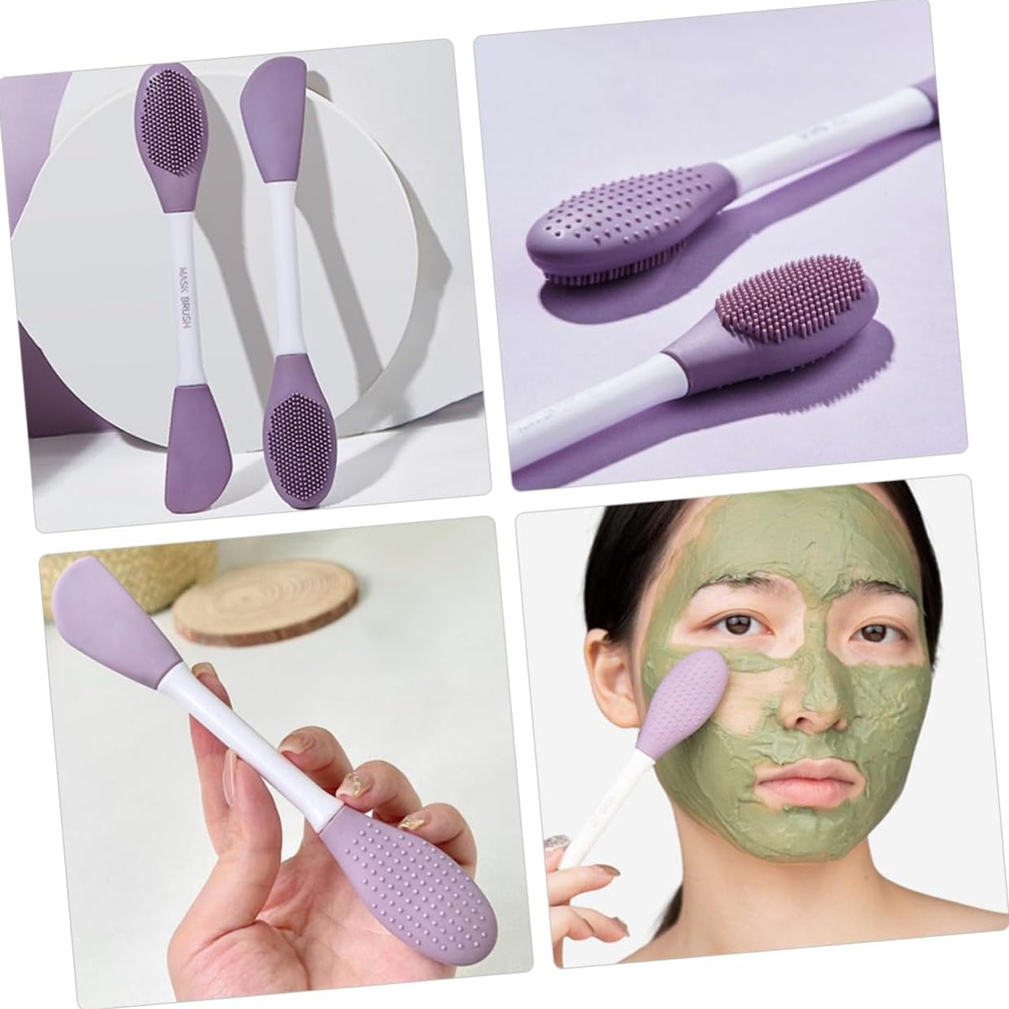 Double-headed Silicone Face Mask Applicator Brush For Face Cleansing And Applying Mask Salon Special Facial Brush Tool (Pack Of 2)