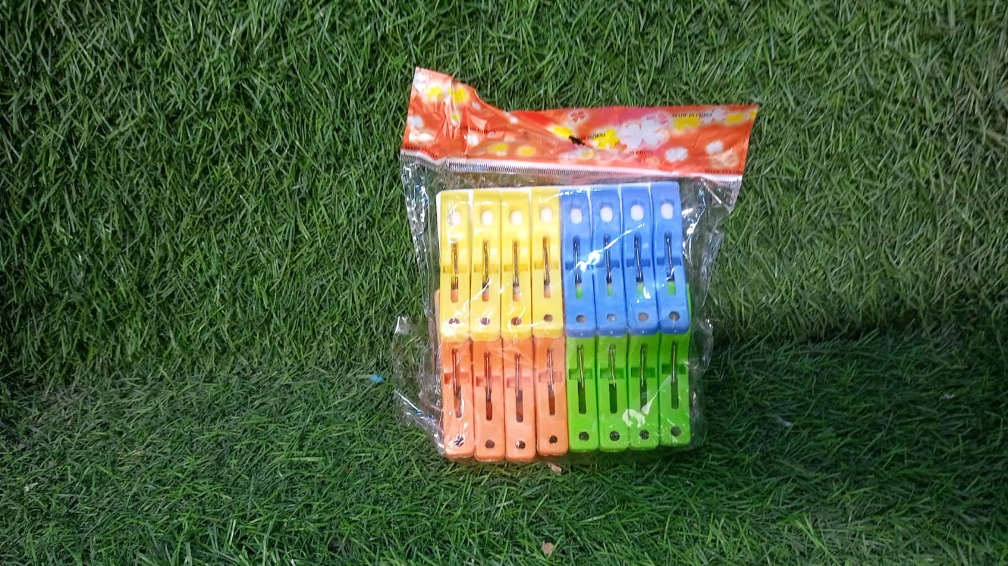 MULTIFUNCTION PLASTIC HEAVY QUALITY CLOTH HANGING CLIPS, PLASTIC LAUNDRY CLOTHES PINS SET OF 16PC