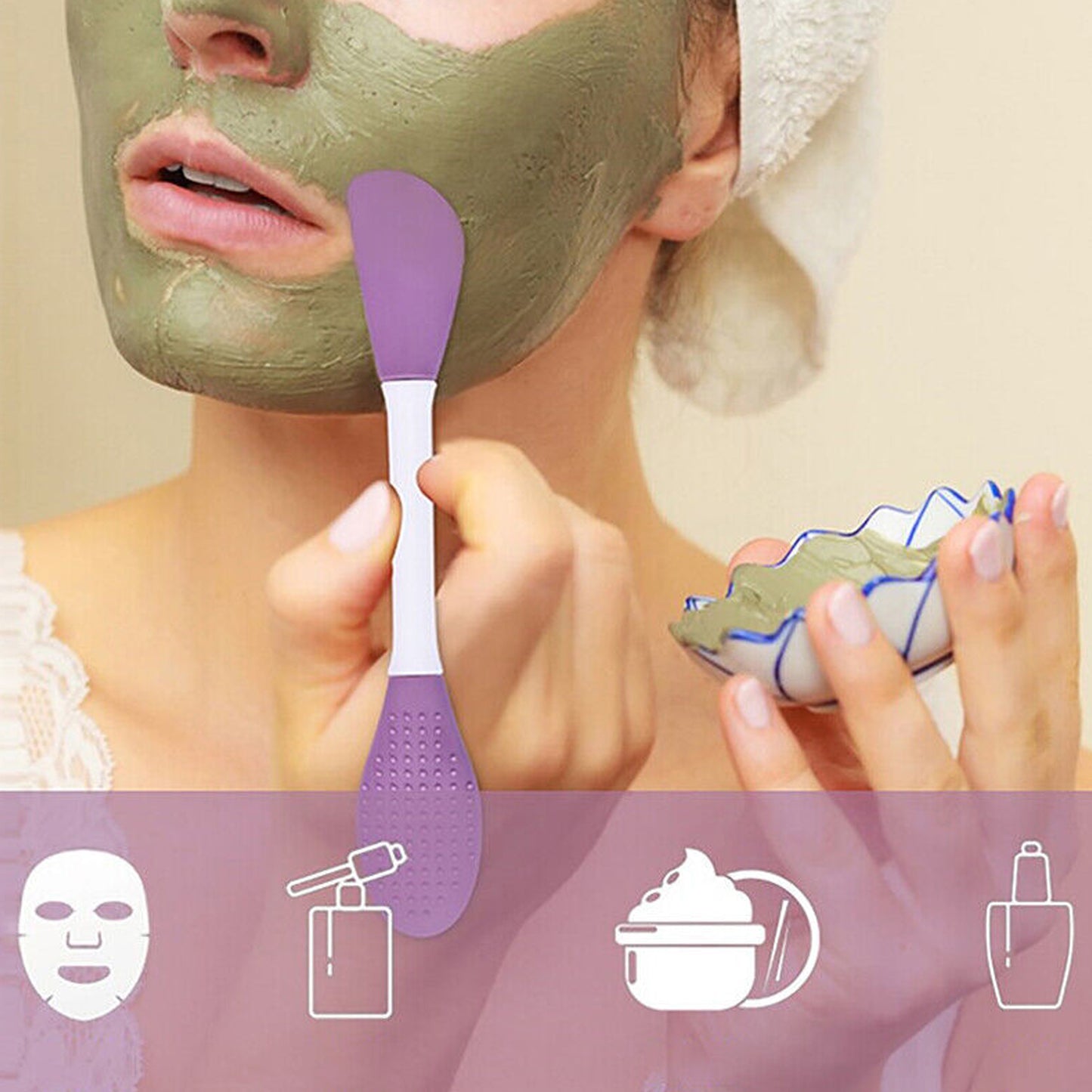 Double-headed Silicone Face Mask Applicator Brush For Face Cleansing And Applying Mask Salon Special Facial Brush Tool (Pack Of 2)