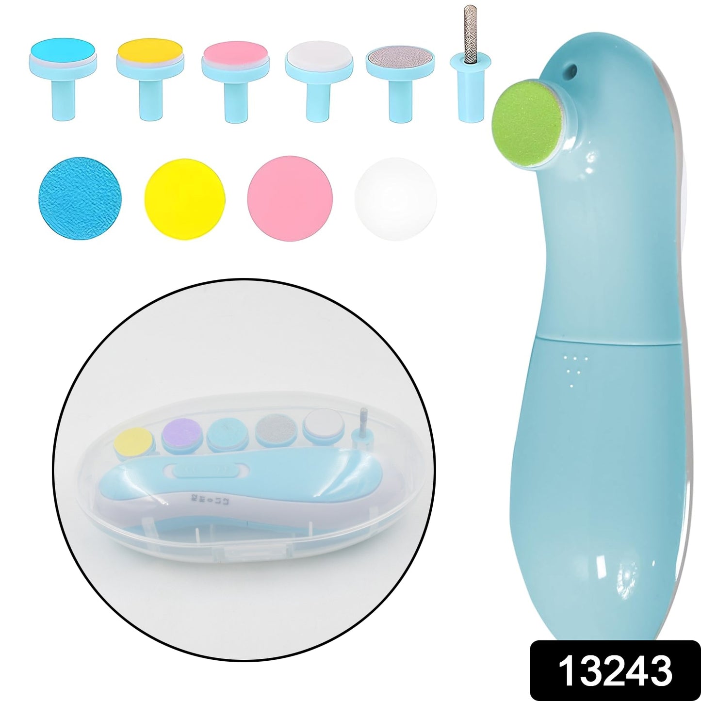 Baby Nail Trimmer Clippers 6 Grinding Head Multi Color 1 Pc Battery Operated