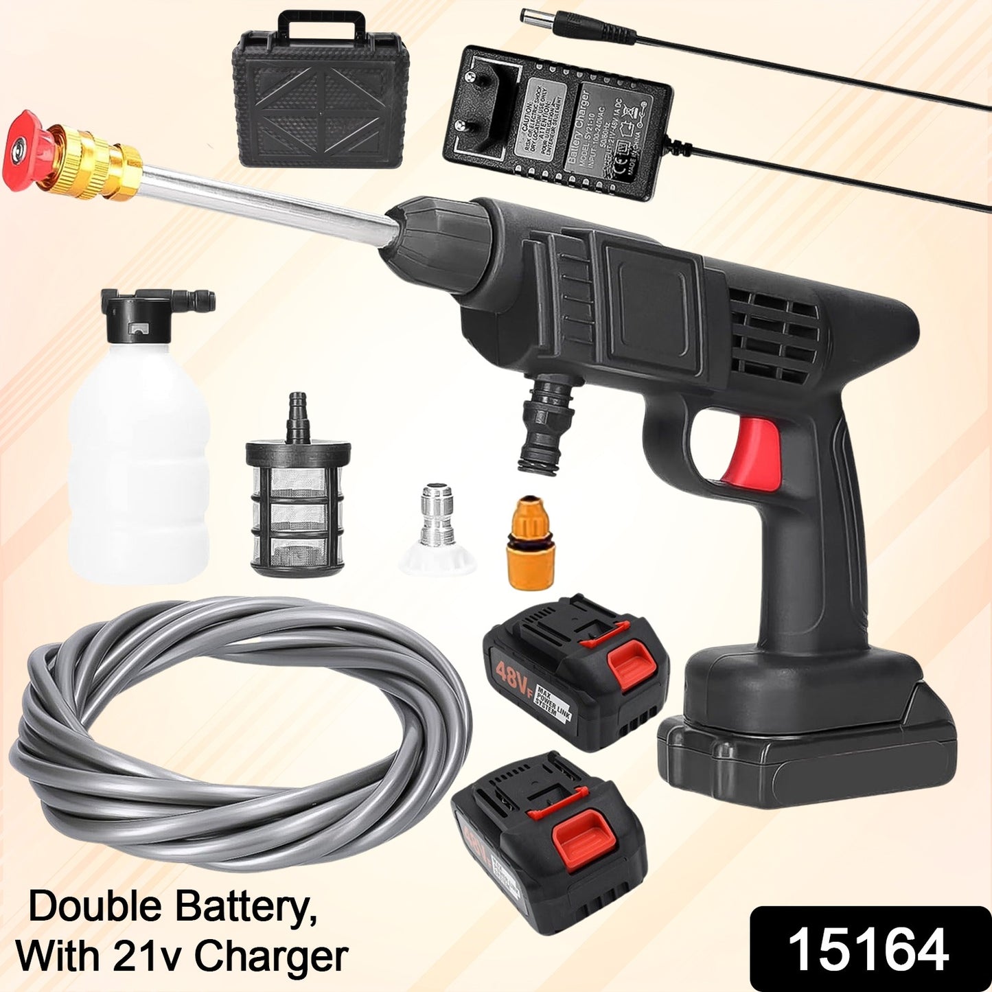 48v Double Battery Car Washer Gun With 21v Charger