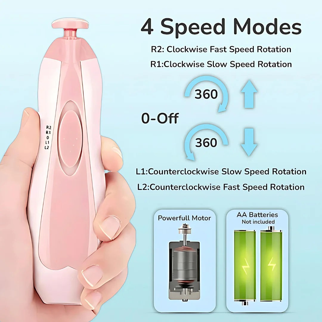 Baby Nail Trimmer Clippers 6 Grinding Head Multi Color 1 Pc Battery Operated