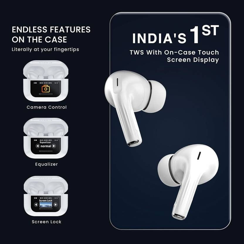 Airpods Pro 2nd generation Touch Display with Active Noise Cancellation Bluetooth Gaming (White, True Wireless)