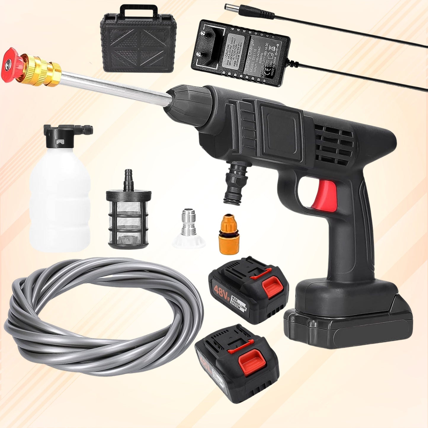 48v Double Battery Car Washer Gun With 21v Charger