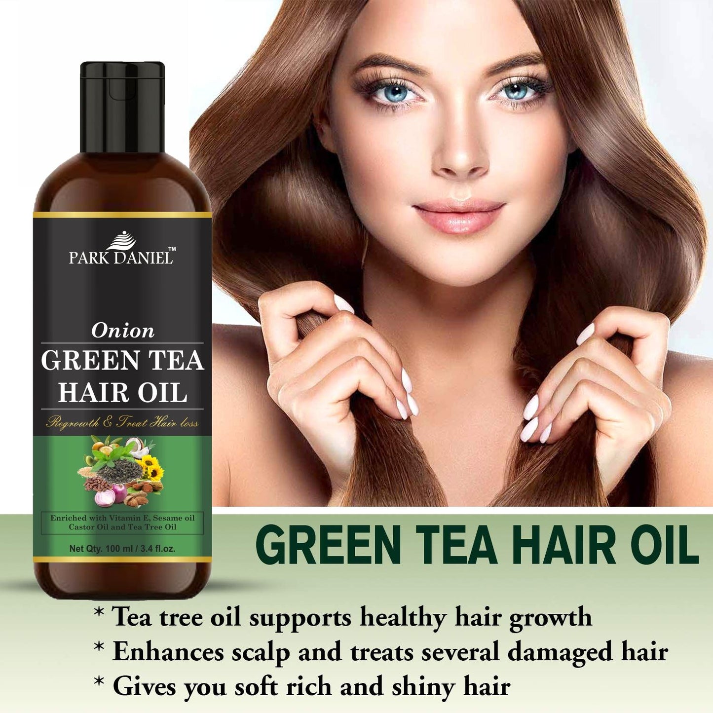 Park Daniel Green Tea Oil & Coconut Shampoo Combo Pack Of 2 bottle of 100 ml(200 ml)