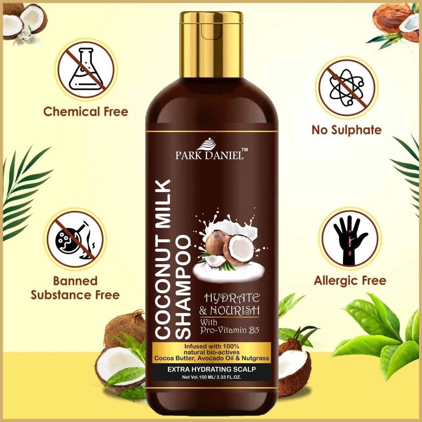 Park Daniel Green Tea Oil & Coconut Shampoo Combo Pack Of 2 bottle of 100 ml(200 ml)