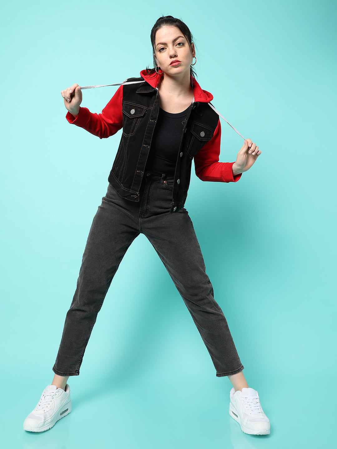 Campus Sutra Womens Denim Solid Full Sleeve Jacket