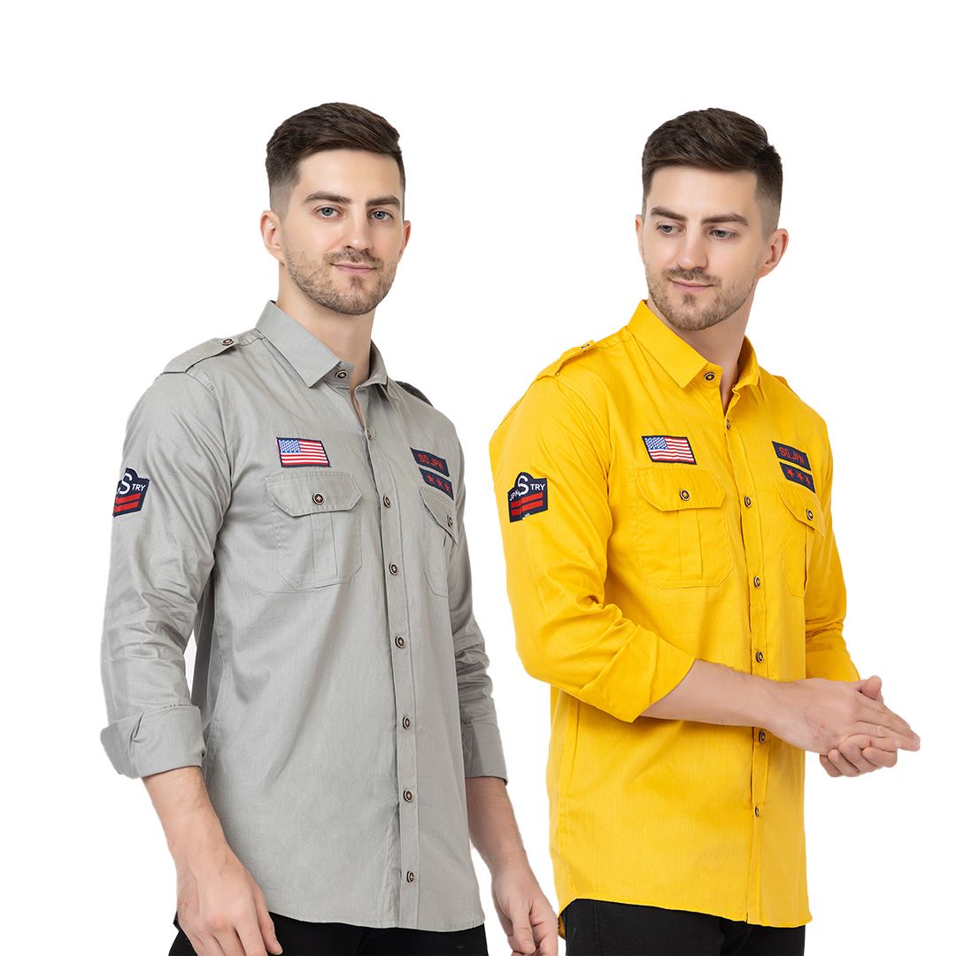Men's Printed Cotton Full Sleeves Shirt Pack of 2