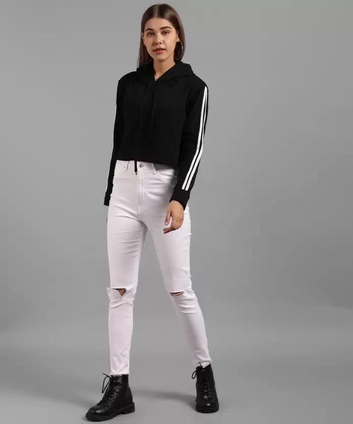 Women Solid Sweatshirt Hoodie