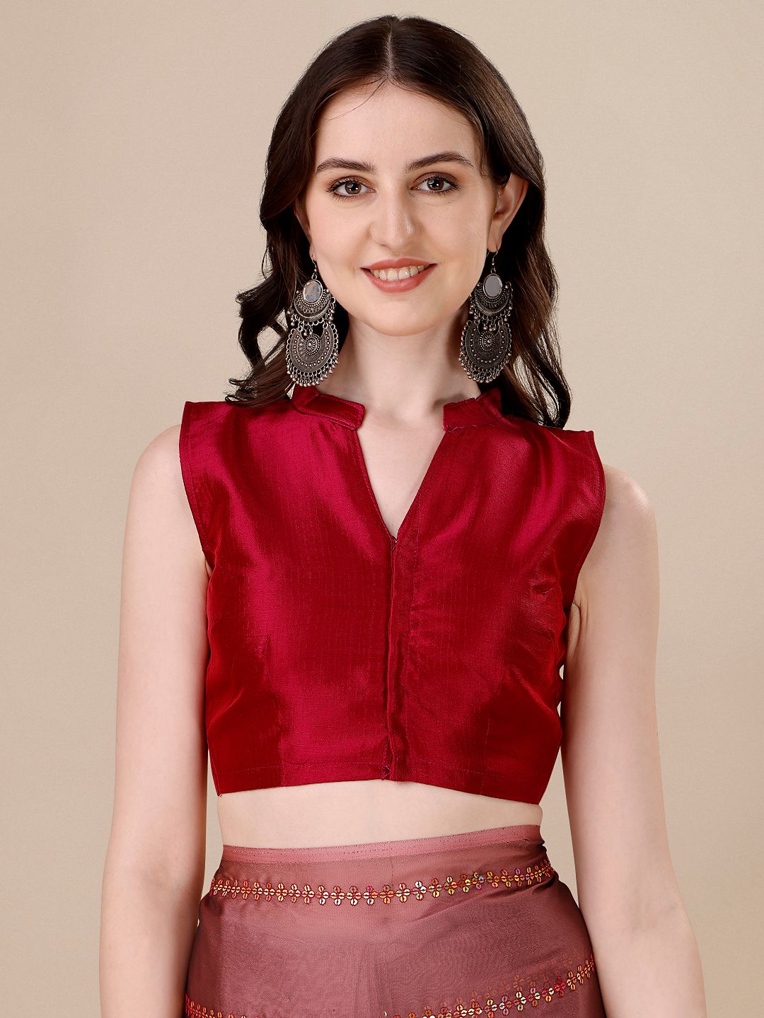 Fancy Sequined Embroidered Pink Coloured Silk Saree with Blouse Piece