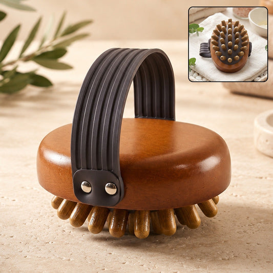 Handheld Wooden Body Massager Brush with Hand Strap for Full Body
