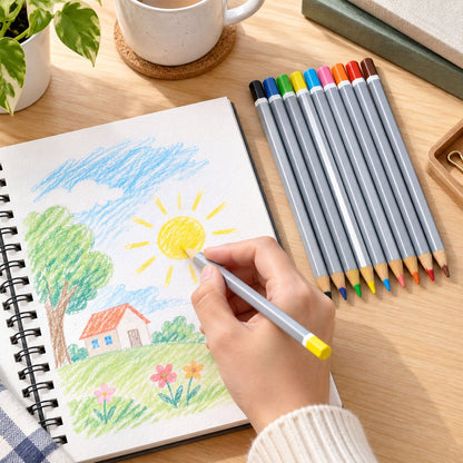 Wooden colour pencil set sharpened tips