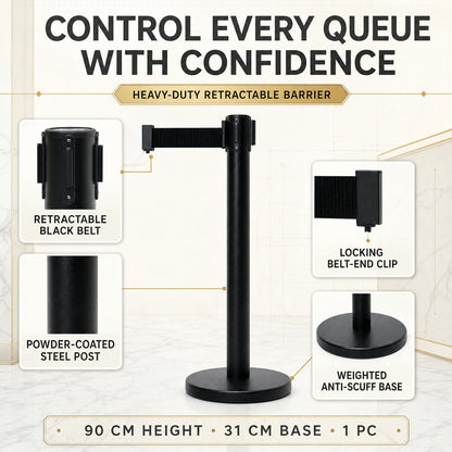Retractable Belt Crowd Control Pole – Heavy Duty with Sturdy Base