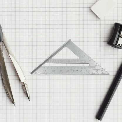 Double-Sided 45° Triangle Ruler – 7-Inch Aluminum Alloy Rafter Square for Home & Industrial Use