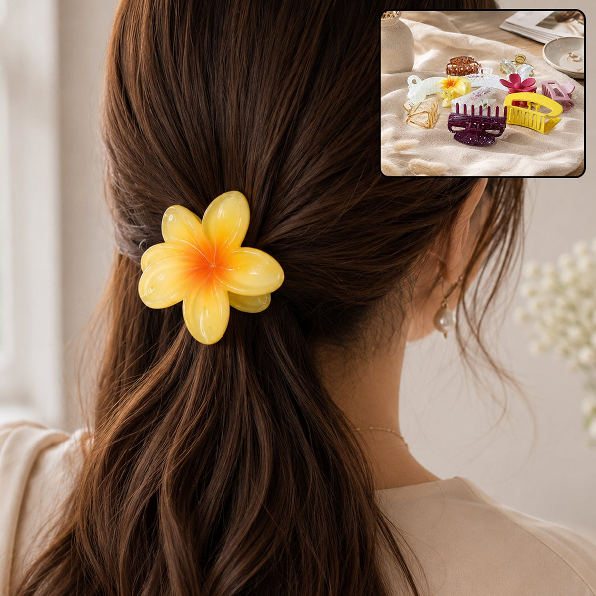 Hair clip shown in assorted colours