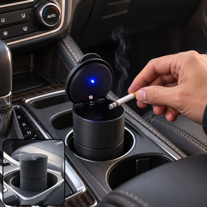 Car Ashtray with LED Light and Lid, Cup Holder Ashtray for Car Interior (1 Pc)