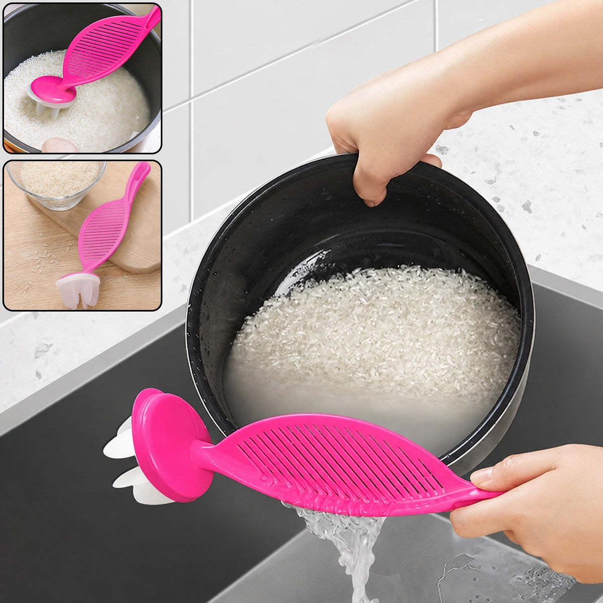 Long Handle Kitchen Strainer Spoon for Rice & Vegetable Prep