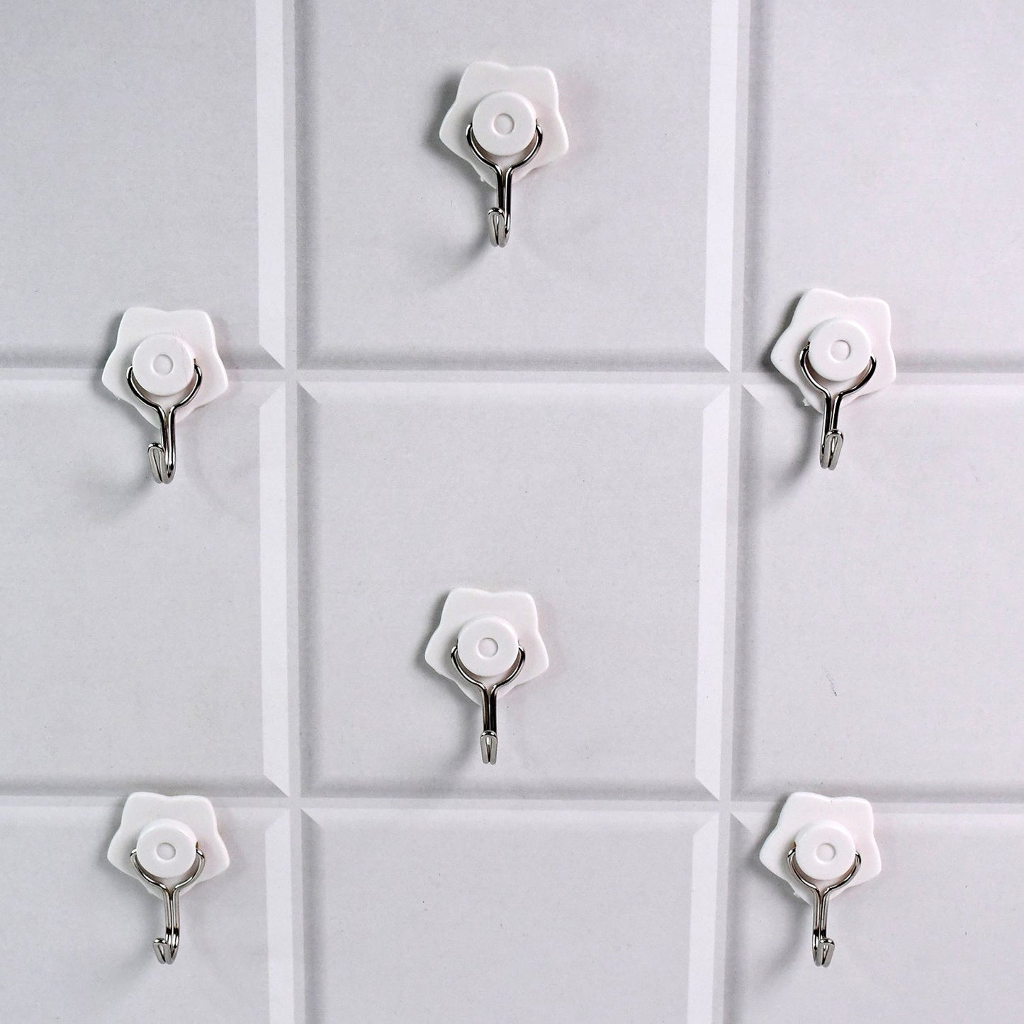 Multipurpose Self Adhesive Plastic Wall Hooks - 6 pcs