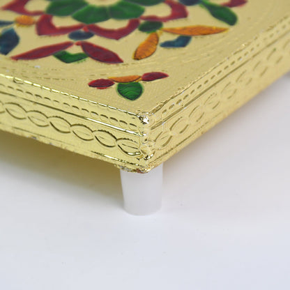 Handicraft Wood Chowki for Pooja , Wooden Bajot (1 Pc / Mix Descign & Color)