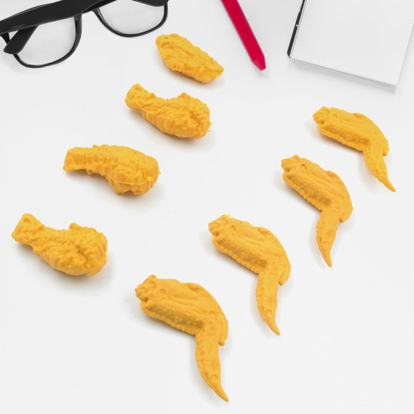 Cute Chicken Wing & Leg Erasers for Kids & Students (8 Pc Set)