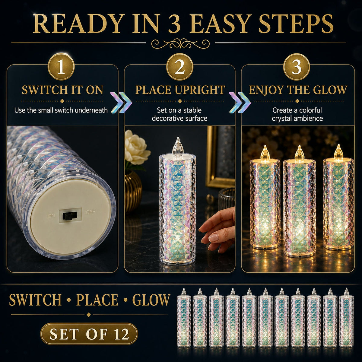LED Tealight Candles – 12 Pack Flameless Diwali Lights | Indo Glow
