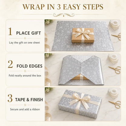 Silver Decorative Gift Wrapping Paper Sheets – 20 Pieces Premium Pack