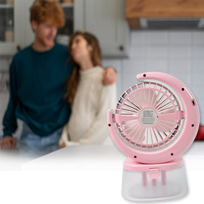 Close-up of the portable fan's control panel and water tank lid.