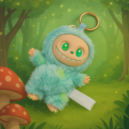 Mint Green Plush Toy Cartoon Keychain with Hook Colorful Animal Mint Green Have a Seat Vinyl Plush Blind Box  (1 Pc)