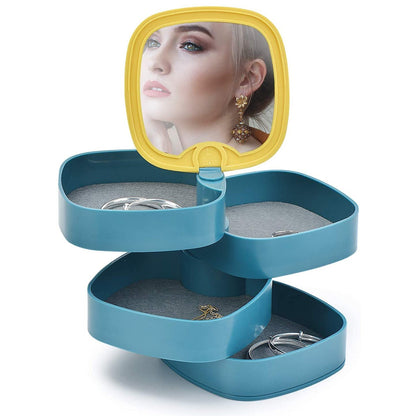 4-layer jewellery box open, showing ample storage for rings, earrings, and bangles